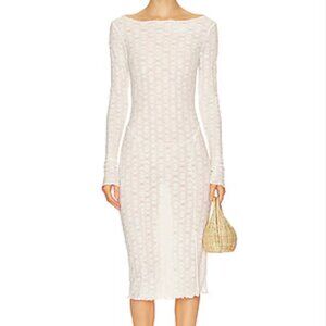 Tularosa Ivory Textured Long Sleeve Dress